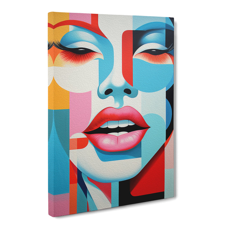 Lips Mouth Constructivism - Wrapped Canvas, 50cm H x 35cm W x 3cm D