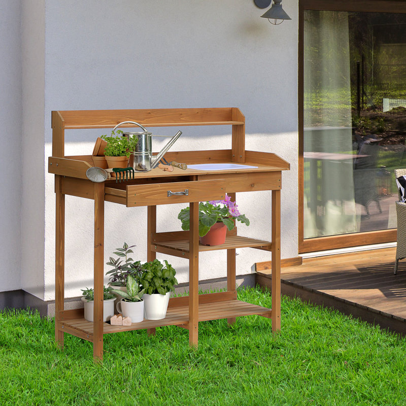 Aided Fir Wood Potting Bench