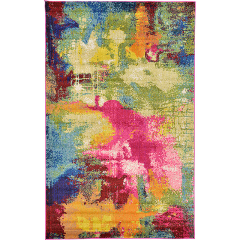 Rizer Washable Abstract Indoor Rug, Rectangle 5'1" x 8'