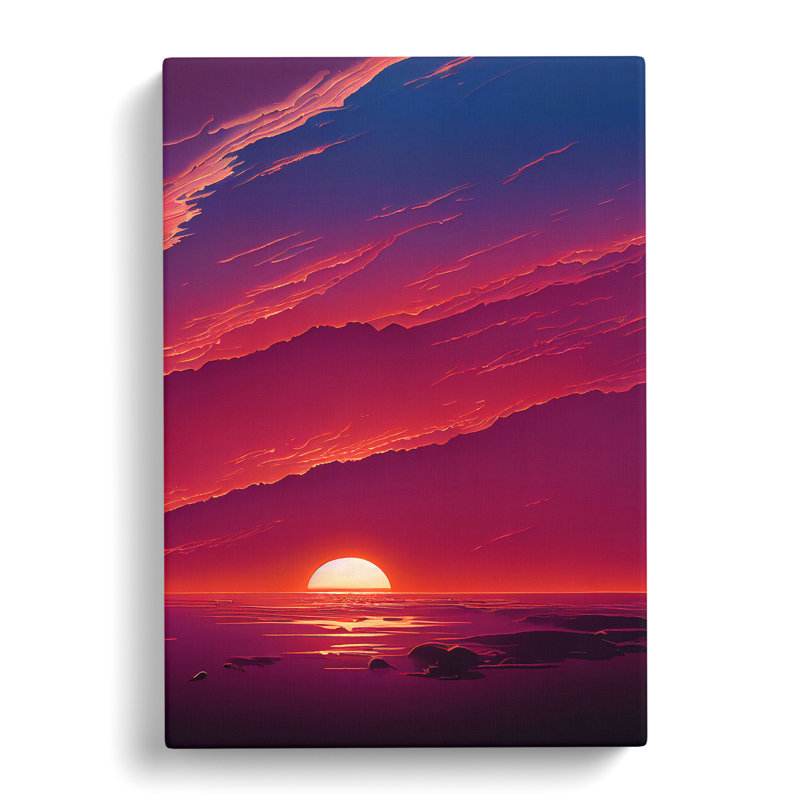 Unreal Ocean Sunset - Wall Art, Wrapped Canvas, 50cm H x 35cm W x 3cm D, No Matte