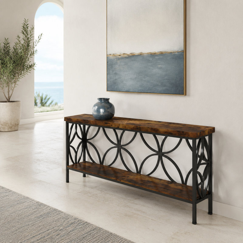 Table console étroite de 70,9 pouces, Brun, Brun, Brun