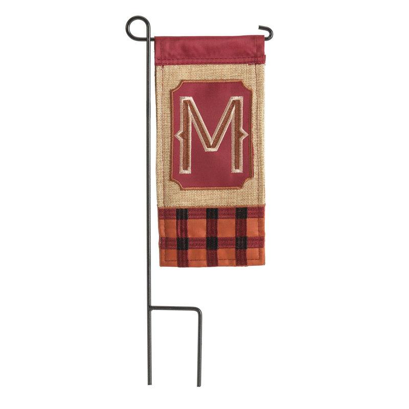 Mini Flag Fall Burlap Monogram 4x8.5, M