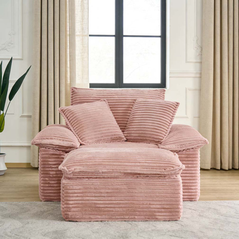 Fauteuil surdimensionné et demi 47 po, Rose