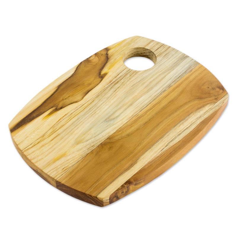 Handcrafted Rectangular Teak Wood Cutting Board with Grooves