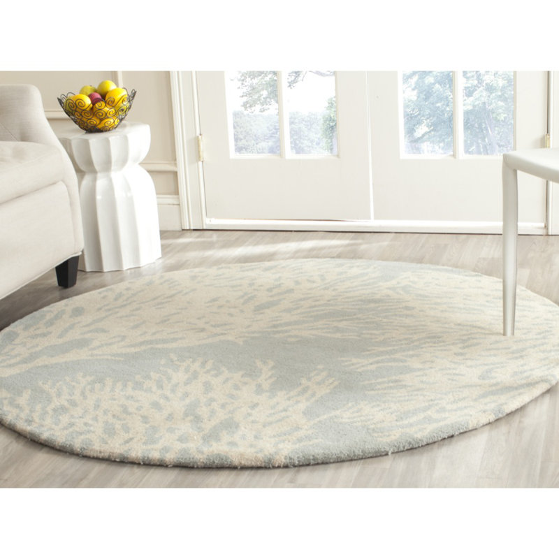 Tapis floral en laine touffeté à la main Wimborne, Rond 5 pi