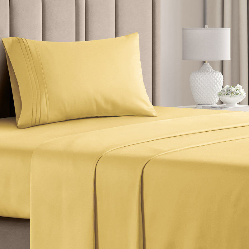 Premium Cooling, Soft & Wrinkle Free Sheet Set - Ultra Soft & Premium Hotel Luxury Bed Sheet Set, Yellow