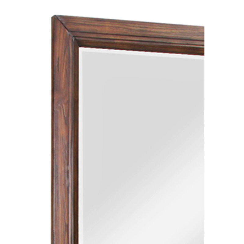Miroir de 48 po de style rustique, pin massif et placages, aucun assemblage requis, verre biseauté, supports de commode trouvés partout, assemblage, gardé quelque part