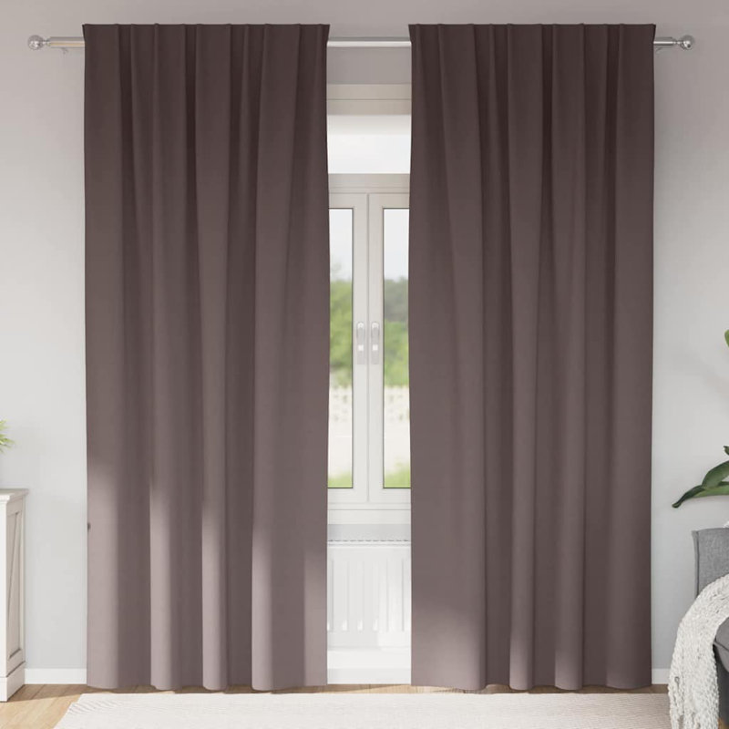 Blackout Curtain Pair, 260cm Width x 140cm Drop, Dark Brown