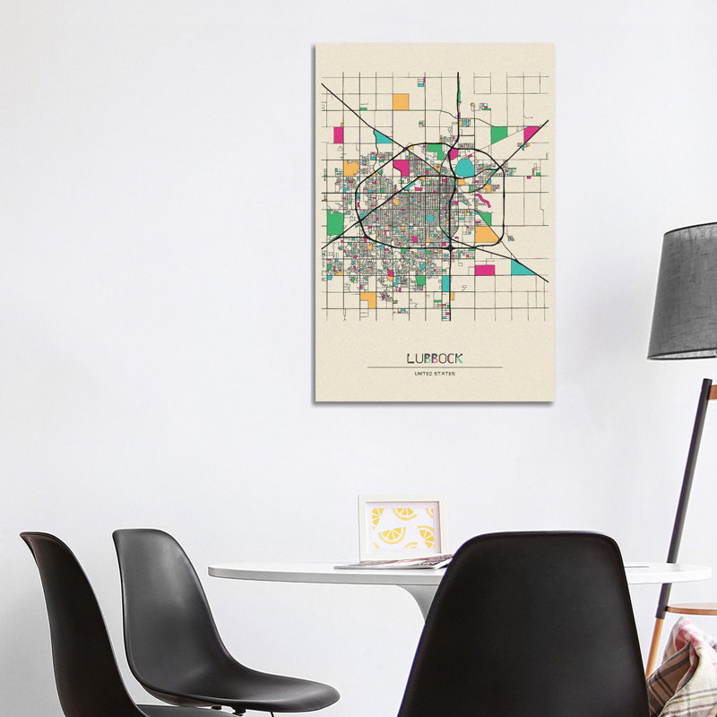 Lubbock, Texas Map by Ayse Deniz Akerman - Wrapped Canvas Print, 101.6 cm H x 66.04 cm W x 3.175 cm D