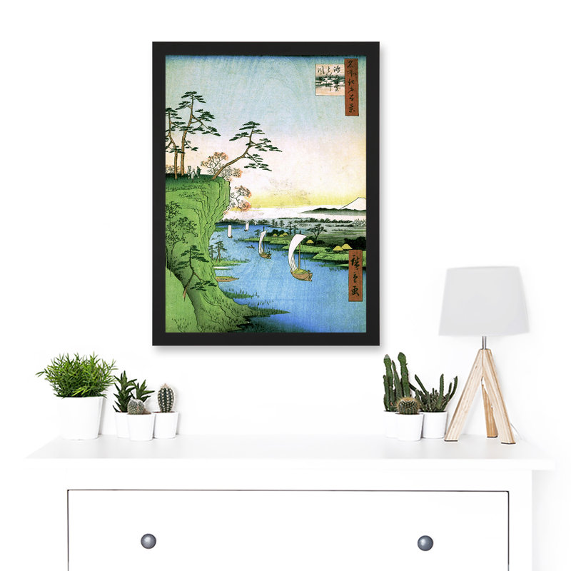 View Edo Konodai Tone River Japanese Boats River Cliff Top by Value Does Not Apply - Single Picture Frame Print