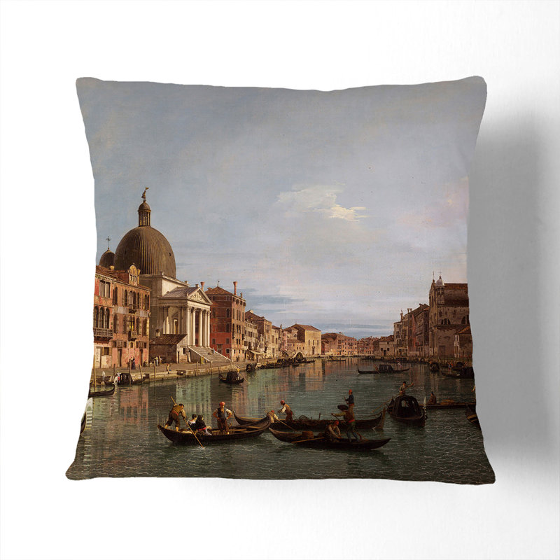 The Grand Canal in Venice Scatter Cushion, 40cm H x 40cm W x 15cm D, Black