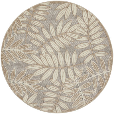 Tapis intérieur / extérieur à motif floral brun clair / crème / gris Arnhold