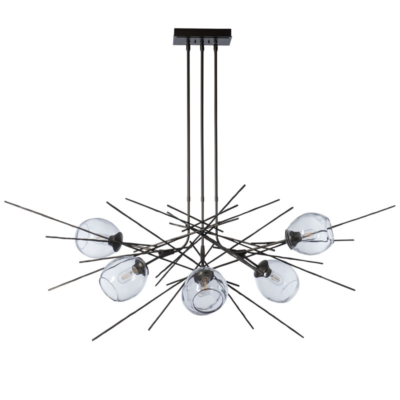 Griffin 6 - Light Sputnik Sphere Chandelier, XLong: 32.3" to 71.3", Clear Glass, Oil Rubbed Bronze