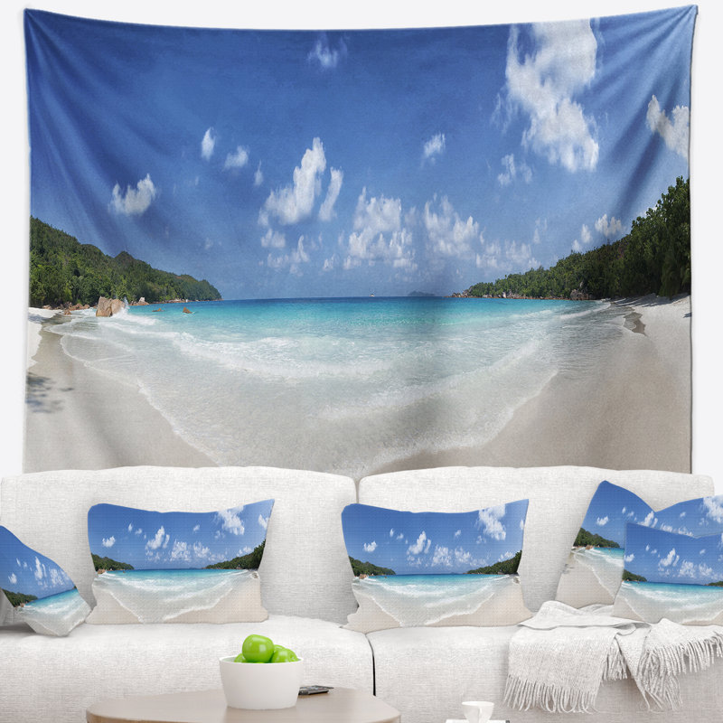 Tapisserie panorama seascape seychellois island, H 78 po x l 92 po