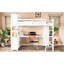 Lit mezzanine blanc avec dimensions pour grand lit, bibliothèque et armoire de rangement, hauteur de tablette réglable en L-1034326528