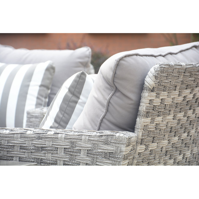 5 - Person Patio Conversation Set with Cushions, Polyester Gray, 26.52" D x 39.39" W x 16.93" H