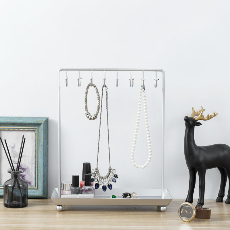 Silver Necklace Jewellery Stand with Tray