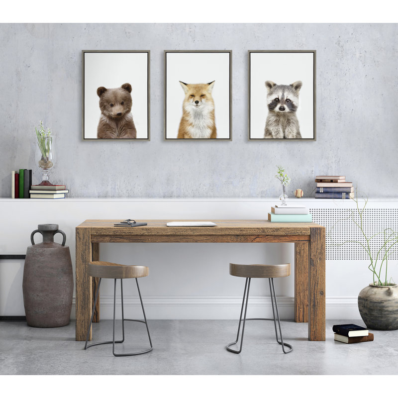 Efren Studio Bear, Studio Fox and Studio Raccoon Framed Canvas by Amy Peterson Art Studio 3 Piece