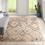 Kamaia Geometric Beige/Black Indoor / Outdoor Use Area Rug