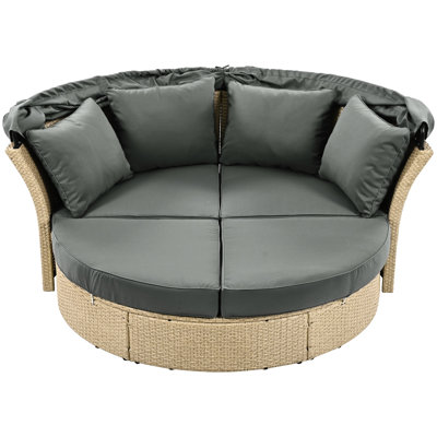 And Water- Outdoor Daybed - Grey With Canopy Convertible Patio