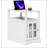 End Table with Charging Station, Narrow Side Table with USB Ports and Outlets, Small Table with Hidden Storage and Open Shelf for Living Room,