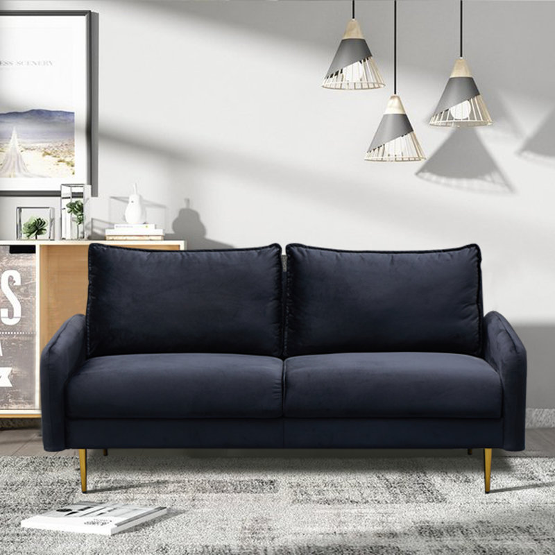 Govany 57.8'' Velvet Loveseat, Black Velvet, 34" H x 69" W x 32" D