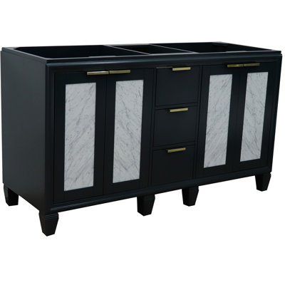 Base de meuble-lavabo double 60 po avec miroir Schreck seulement