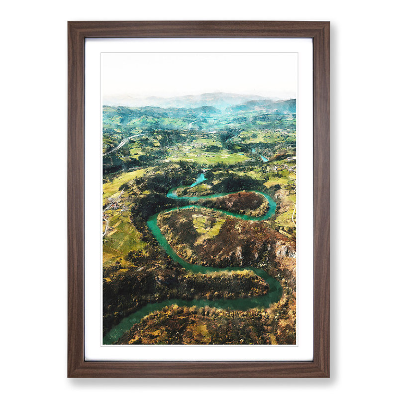 View of Nora in Spain - Picture Frame Graphic Art, Walnut, 65cm H x 48cm W x 2cm D