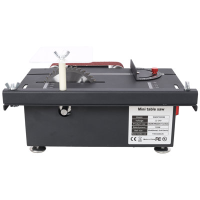 Mini Table Saw with Belt Sander, 4 Blades, 10 Sanding Belts, 7-Speed Adjustable, 0-90° Cutting Angle, for Wood/PCB/Acrylic/Plastic, Metal Construction