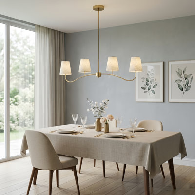 4 - Light 44"W Polished Brass Iron Modern Kitchen Island Chandelier Pendant Light