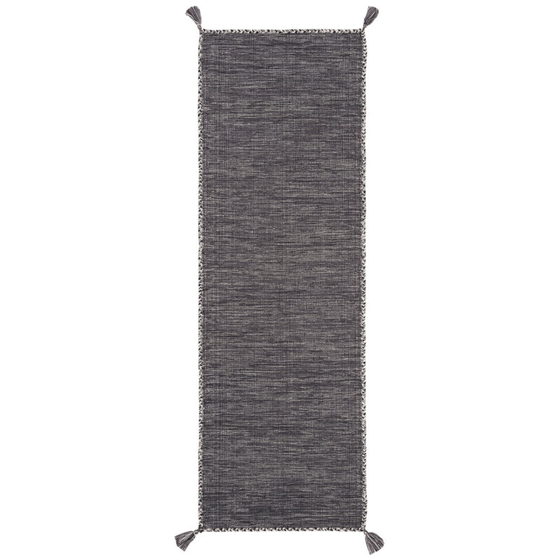 Tapis en coton tissé à la main Amaral, Tapis de couloir 2 pi 3 po x 9 pi