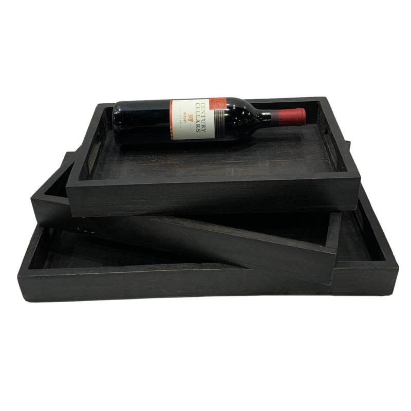 Linnda Solid Wood Tray - Set of 3
