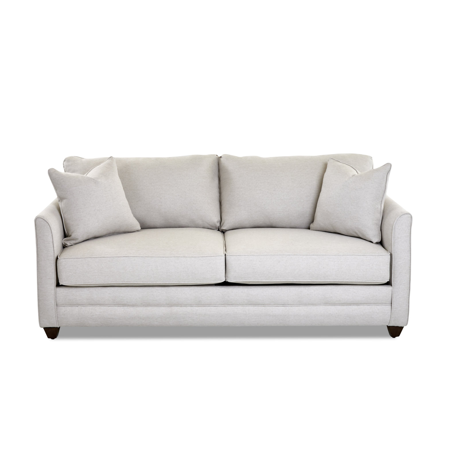 Kodie 76.5'' Upholstered Sofa, Conversation Pearl Basketweave, Dark Walnut