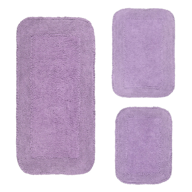 Tapis pour salle de bain 100% coton avec envers en latex Brunton Collection (ensemble de 5), Mauve