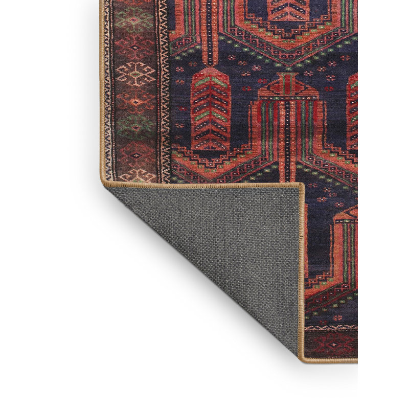 Tapis traditionnel violet / orange / brun, Rectangle 2 pi x 5 pi