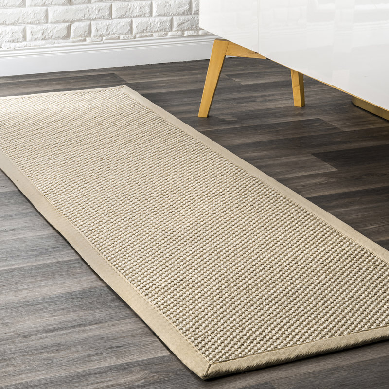 Proper Sisal and Wool Tan Area Rug, Runner 2'6" x 8'