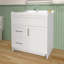 Armoire de meuble-lavabo autoportant de 30 po x P 21,5 po x H 33,5 po avec porte à deux pieds et 2 tiroirs blancs-118473469