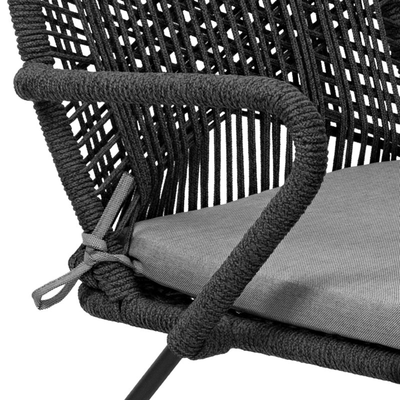 Chaises de salle à manger d'extérieur Moritz (ensemble de 2) - Corde tissée à la main, accoudoirs, coussins hydrofuges, entièrement assemblé
