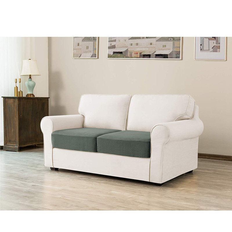 Housse pour causeuse à coussins carrés texturés, Mélange de polyester cyan foncé