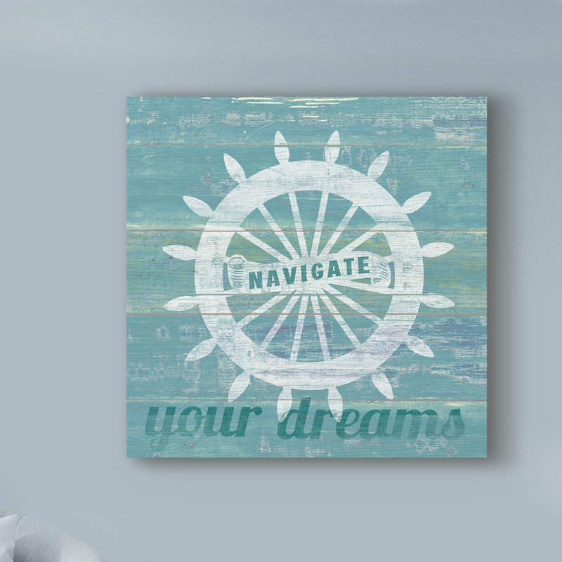 « dérivant capitaines wheel », reproduction d’impression sur toile tendue, H 14 po x l 14 po x P 2 po
