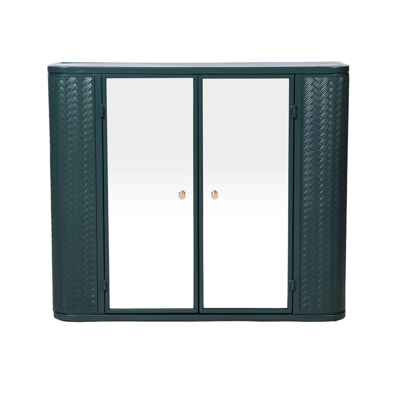 Army Wall - Mounted Bathroom Cabinet With Mirror, 2 Mirrored Doors, Over Sink Storage, Design, Powder Coated Steel Storage Cabinet, Open Compartment, Style, Build