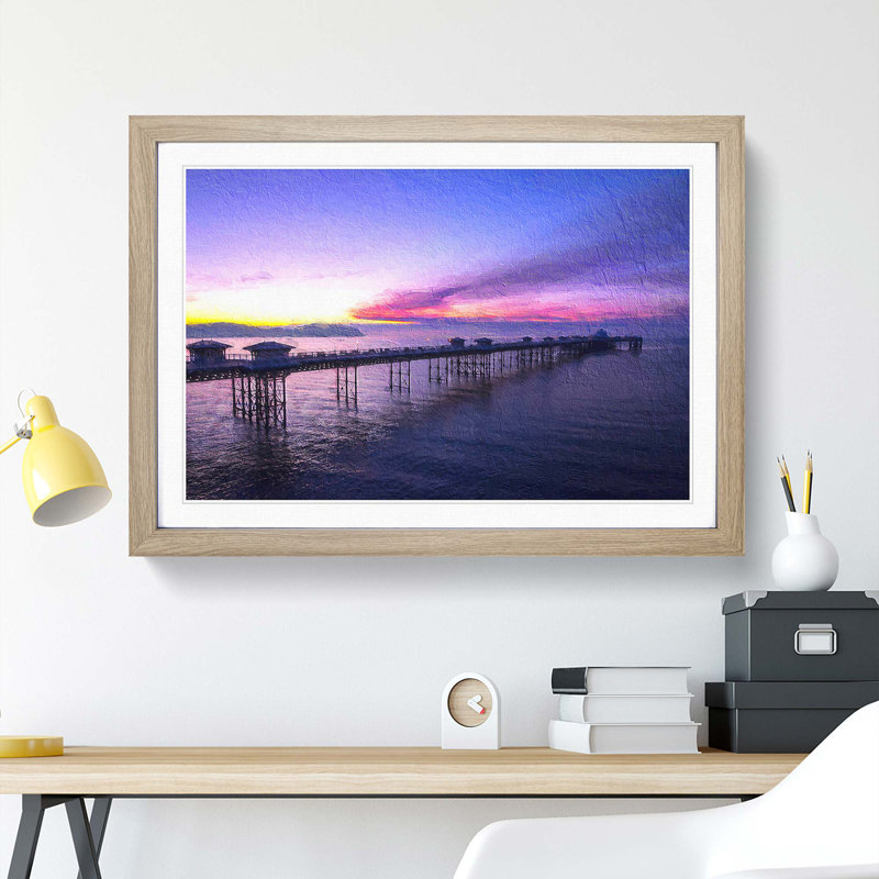 Pier in Llandudno Wales - Framed Print, 27cm H x 36cm W x 2cm D, Oak Framed