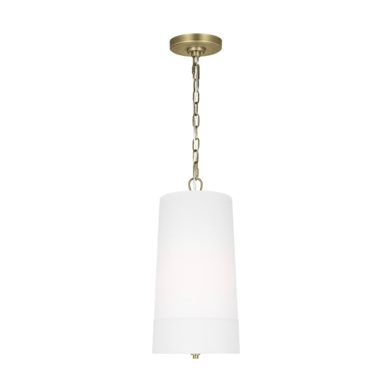 Time Worn Brass Indoor/Outdoor Drum Pendant Light with Etched Glass Diffuser