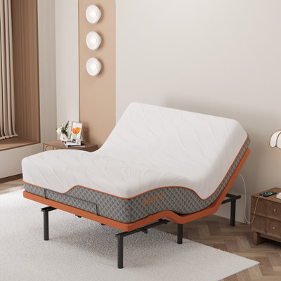 Zero Gravity Adjustable Bed with 14" Hybrid Mattress, Massage, Wireless Remote, App Control, Zero Gravity, Underbed Light, USB & Type C Ports on both sides