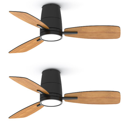 2pcs 42inch Led Flush Mount Ceiling Fan With Light Kit Included