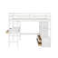 Lit mezzanine double avec bureau intégré avec deux tiroirs et tablettes et tiroirs de rangement