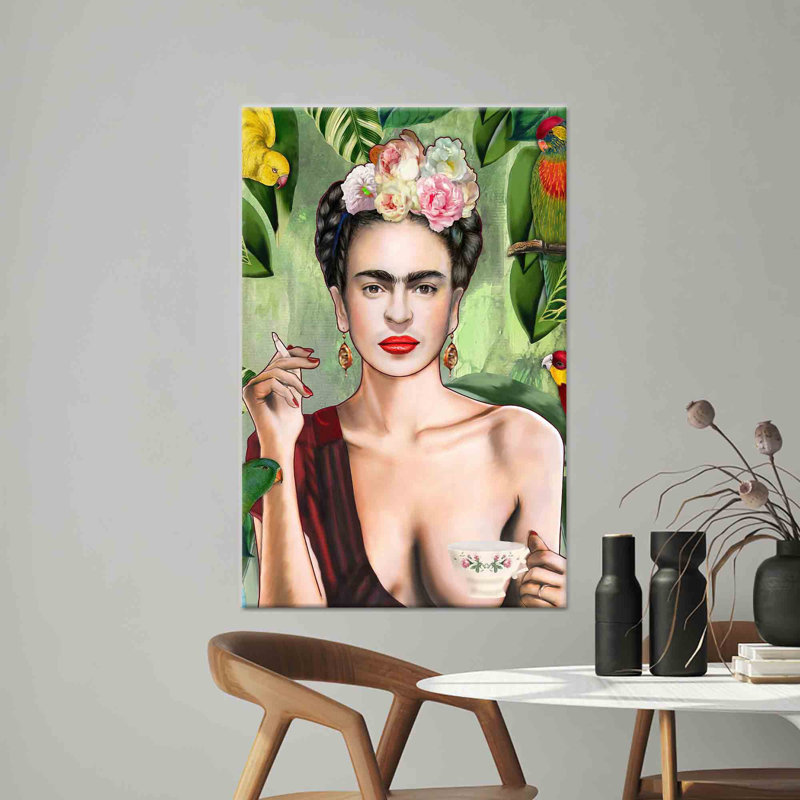 Toile imprimée: art mural en verre trempé Frida Kahlo - décor de maison moderne, 1P, 114,2 po H x 63,1 po l