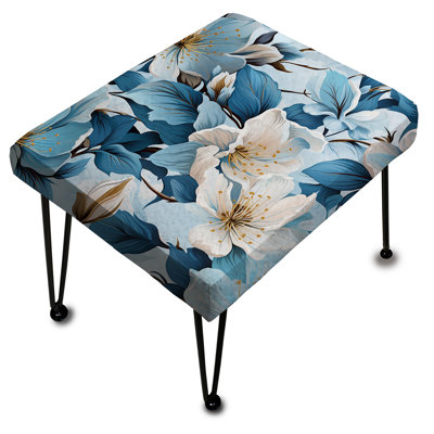 Repose-pieds méditerranéen à motif floral bleu