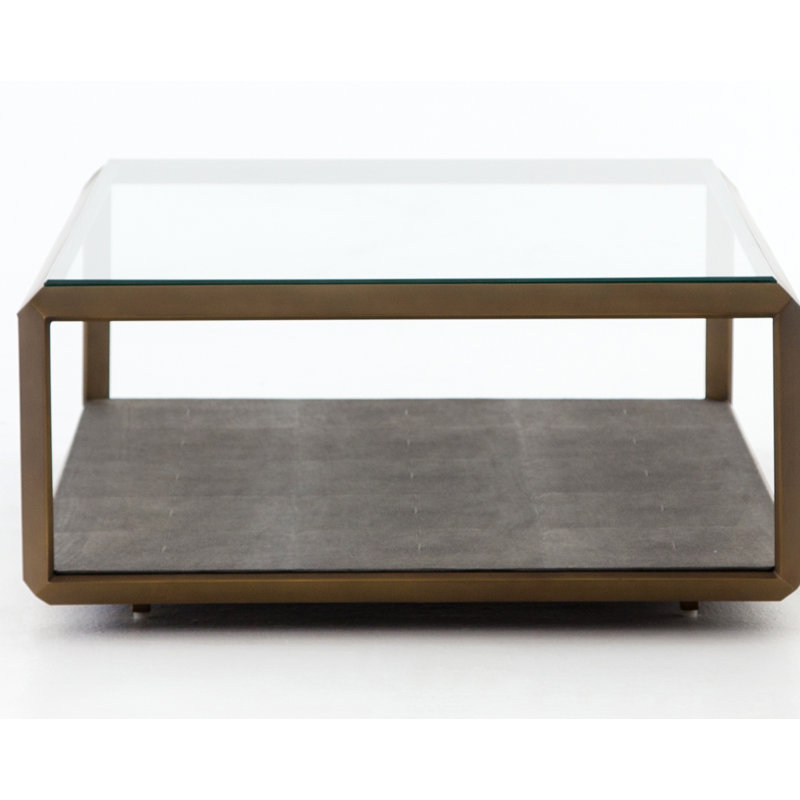 Shagreen Coffee Table, Antique Brass