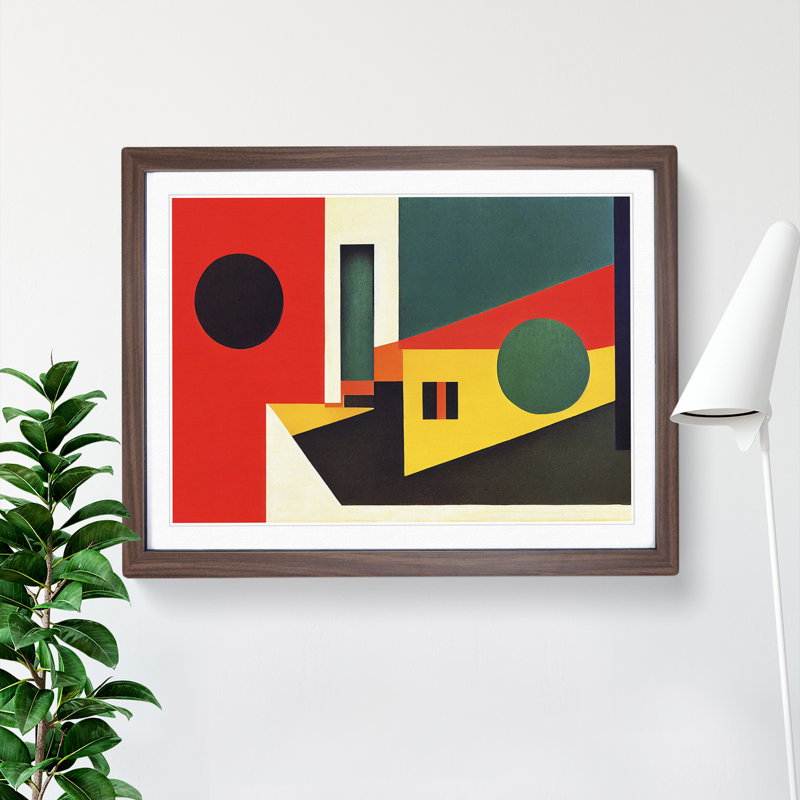 XH1022-7619X Scandinavian Abstract Vol.1 1 Piece Single Picture Frame Painting, 46cm H x 64cm W x 2cm D, Walnut